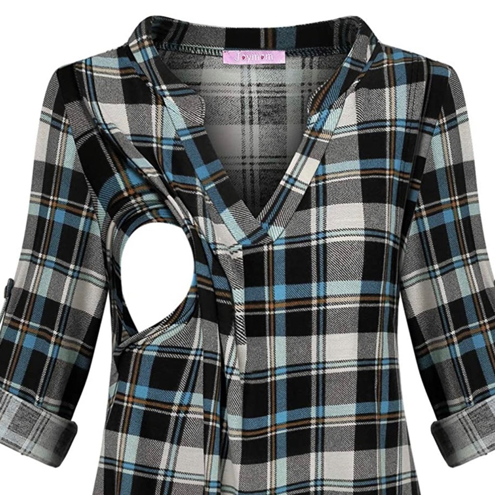 JoyMom Plaid Nursing Top 2x